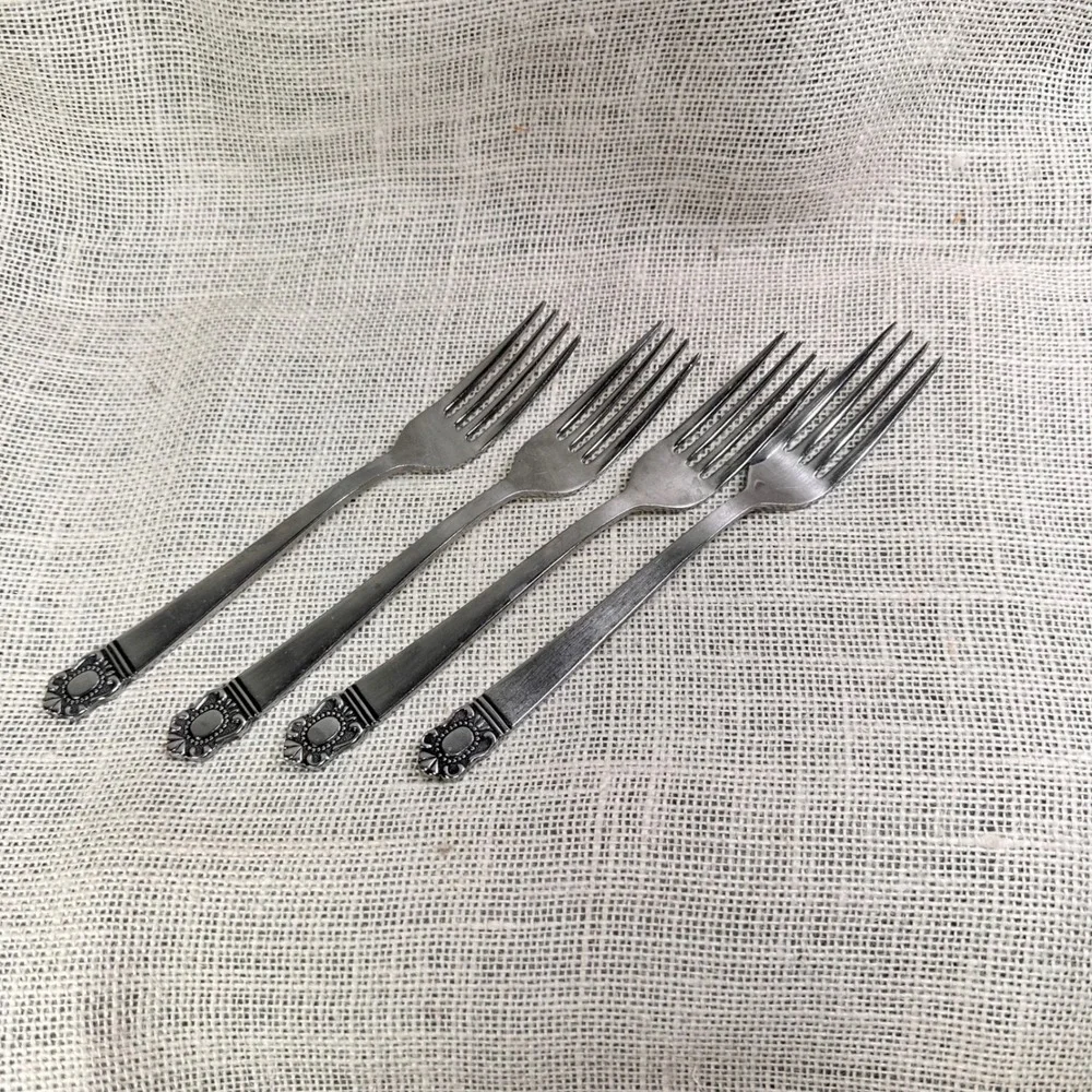 Vintage Hanford Forge Mystique Stainless Steel 4 Dinner Forks Japan H.F.
